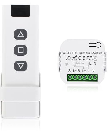 Colexy Interruptor Persianas, Módulo de Persianas Control, Receptor Módulo de Relé Inalámbrica con RF Remoto, Transmisor de Radio 433 MHz para Cortina, Persiana, Toldos, Rango de control 100 metros