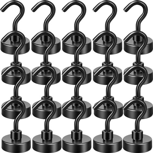 Neosmuk Schwarze Magnethaken, 20kg Hochleistungs-Erdmagnete mit Haken, extra starker Cruise-Haken zum Aufhängen(schwarz, 20er-Pack)