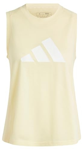 adidas Damen Train Essentials Big Performance Logo Training Tank Top, Almost Yellow/White, L