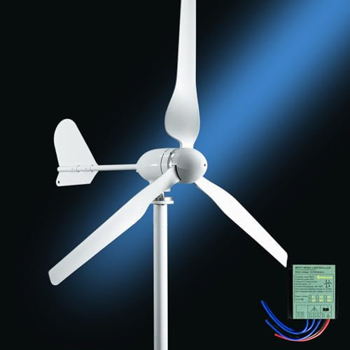 Smaraad 800W 24V Windkraftanlage mit MPPT Controller Laderegler, Geräuscharmer 3 Blätter Windturbinengenerator Windräder für Zuhause, Bauernhof, Straßenlaterne, Boote