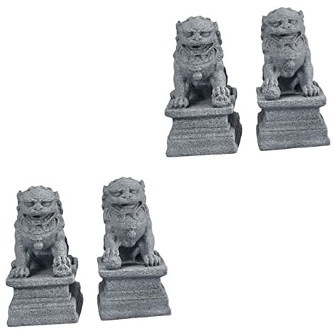 PRETYZOOM 4stücke Mini Löwen Dekorationsfiguren Chinesische Feng Shui Statuen Für Garten Innenräume Auspicious Ornaments Leicht Handlich Schutz Wohlstand Für Ihr Zuhause