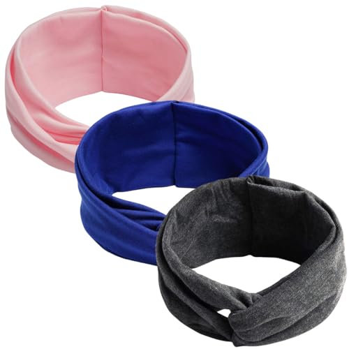 scicent HaarbäNder 3 Stück Haarband DamenBreite Stirnband Frauen Yoga Haarreif Laufen Fitness Haarreifen übung Elastisches Breites Stirnband Multi Farbe Haarschmuck Damen - 13537