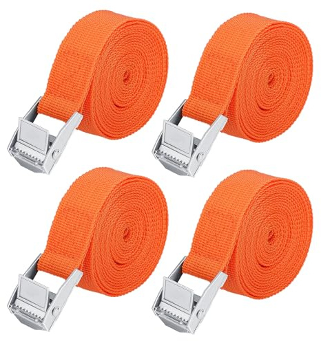 4Pcs Ratchet Tie Down Straps, 2.5m x 25mm Heavy Duty Lashing Straps | Adjustable Roof Bike Rack Straps with Bukles for Vans, Motorcycle,Trucks,Trailer, Luggage, Cargo, Quick Release