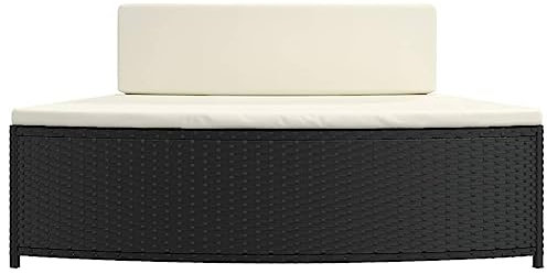 Gecheer Whirlpool Umrandung Witterungsbeständig Verkleidung Poolumrandung Poolverkleidung Schwarz Poly-Rattan und Massivholz Akazie