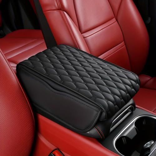ORBHES Auto Mittelarmlehne Box Schutz Pad,Kompatibel mit Skoda Enyaq Kamiq Karoq Kodiaq Derivative Scala, Armlehne Box Erhöhung Pad,1-Black