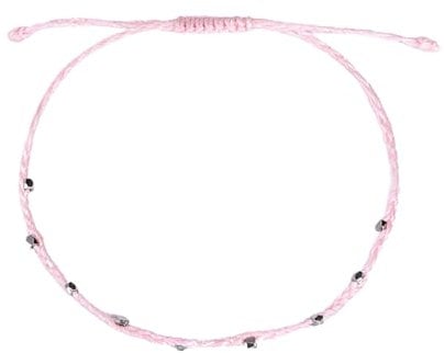 Aurum And Adorn Pink Boho Anklet Bracelet - Beach Foot String Jewellery - Waterproof & Adjustable Ankle Bracelets for Women - Beaded Wax Rope Festival Accessories