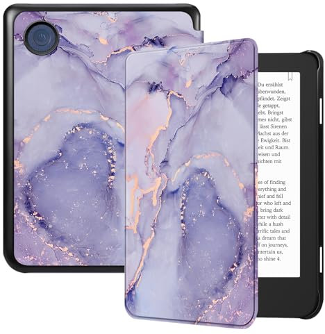 FINTIE Étui Compatible avec 6” Kobo Clara Colour/BW 2024 et Kobo Clara 2E 2022 - Housse Fine et Légère Coque Fermeture Magnétique, Marbre Lilas