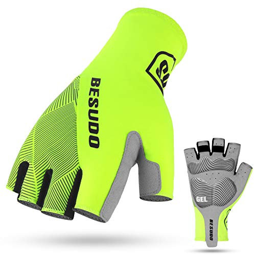 Besudo Fahrradhandschuhe Herren Damen Sommer - Fahrrad Handschuh Sommer Halbfinger - MTB Rennrad Handschuhe Fahrrad Radsport Handschuhe Gel Radhandschuhe Fingerlos-G-L