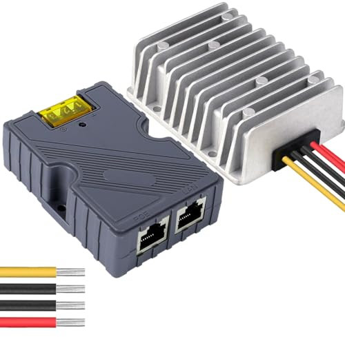 150W Starlink GigE PoE Injector, Starlink DC 12V-48V Step UP Konverter mit ABS Überspannungs für Starlink Starlink V2 Internet Kit Satellitennetzwerk zu Router/Desktop/Starlink Performance (2PCS)
