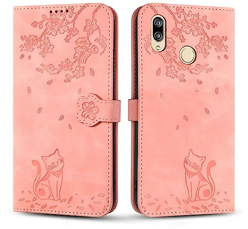 Vaitasy Custodia per Huawei P20 Lite, Anti Graffio Pelle PU Cover con Magnetico Folio Protettiva Custodia per P20 Lite - Gatto Rosa