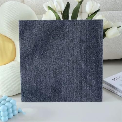 Hiseng Teppichfliesen Selbstklebend 30x30cm, Teppichfliesen Selbstliegend Rutschfeste Strapazierfähig Teppich Bodenbelag für Wohnzimmer Büro Schlafzimmer (20 Stück,Dunkelgrau)