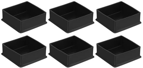 QUARKZMAN 6Pcs Embouts de Pieds de Chaise Carrés en PVC, 80mm x 80mm OD, Noirs, pour Protéger Les Pieds de Meubles de Table, Les Couvercles de Pieds de Chaise, Les Protecteurs de Sol