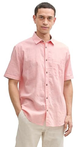 TOM TAILOR Regular Fit Kurzarmhemd mit Brusttasche, Dove Blue Structure, M