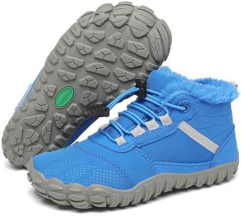 SAGUARO Scarpe Barefoot Invernali Bambino Stivali da Neve Comode Caldo Stivaletti Inverno Bambina Antiscivolo Scarponcini con Imbottitura Calda, Will Ⅰ, Blu Cobalto, 27 EU