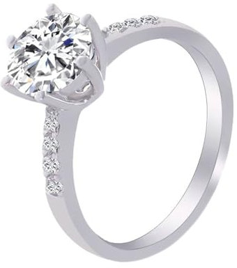 Ayoiow 18 Karat Weißgold Verlobungsring Paar Frauen 2Ct Rundschliff Weiß Moissanit Einfach Verlobungsring