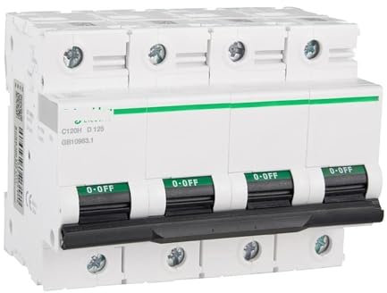 RWRAPS Magnetotermico Interruttore Automatico C120H Protezione distribuzione Potenza 4P Curva D 125A 400 V AC 50/60Hz A9N19831