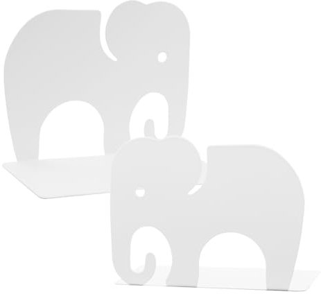 1 paire de serre-livres en métal en forme d'éléphant blanc, animal créatif, petit éléphant, antidérapant, serre-livres décoratifs, serre-livres décoratifs pour enfants, bibliothèque, maison, école,