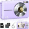 4K Appareil Photo Numérique 44 MP Appareil Photo vidéo Carte 32 Go 1080P Flash HD Appareil Photo Compact avec écran LCD 16X Zoom & 2 Batteries Appareil Photo pour Enfant Adolescent Débutant (Violet)