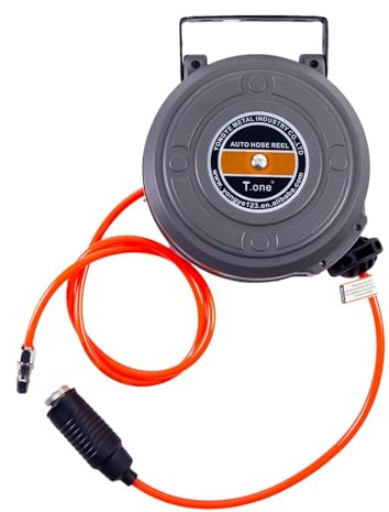 Avvolgitubo da parete per compressore d'aria, resistente, resistente ai raggi UV e antigelo, con staffa girevole a 180°, bobina d'aria per garage, officina, lunghezza 6 m