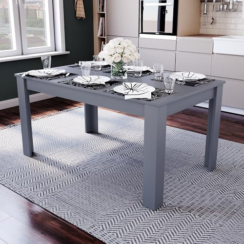 Vida Designs Medina 6 Seater Dining Table MDF Wood Rectangle Modern Kitchen Dining Room Furniture Unit, Grey