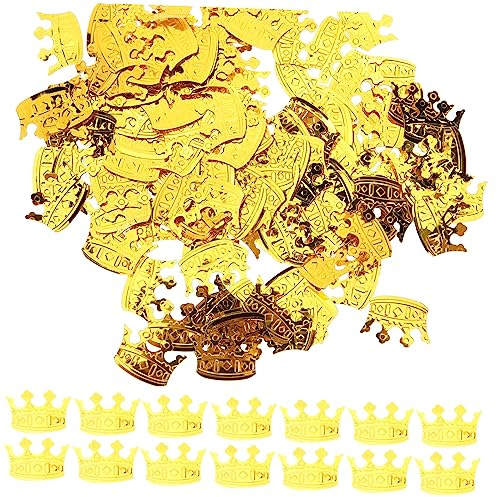 Partyartikel Packung Goldene Krönchen Konfetti aus Pvc für Hochzeit | Tischdekoration für Geburtstag und Feier, Glänzend, Leicht zu Lagern, Sicher und Dekorativ, 4 Stück