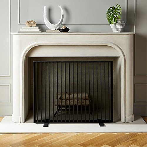 Grand écran isolant ignifuge pour protéger des enfants/des enfants/des chats - Grand écran décoratif pour cheminée et poêle à bois - Panneau unique en fer forgé - Design plat