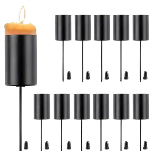 Niaciswe Stabkerzenhalter für DIY Adventsgirlande 12 Stück Stabkerzen Kerzenstecker Adventskranz Kerzenhalter Adventskranz Schwarz für Stabkerzen Retro Kerzenteller Adventskranz für DIY Adventsgirland