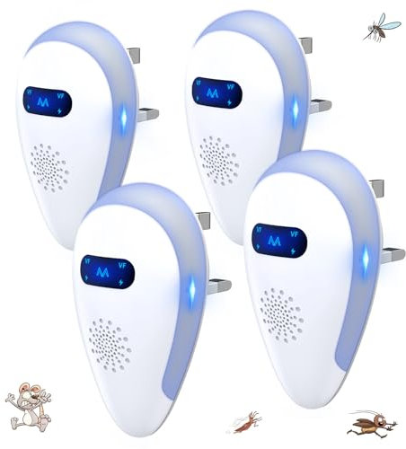 Repulsif Souris et Rats Ultrason,Ultrason Souris et Rats,Défense insérable Contre Les Anti Moustique et Efficace Contre Les Souris,Moustiques,Mites,Fourmis,4 Pièces