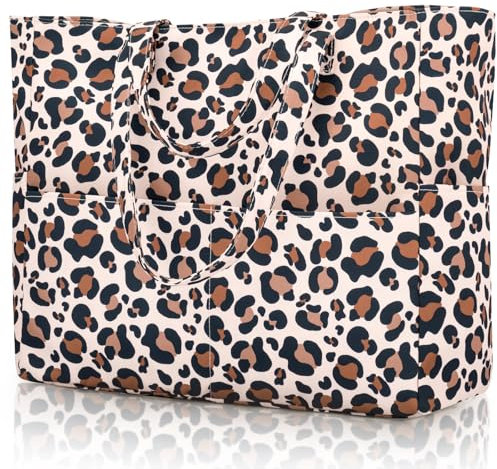 Strandtasche mit Reißverschluss Badetasche XXL Familie Große Beach Bag Shopper Damen, Leicht Faltbare Grosse Schwimmbadtasche, Urlaub Must Have Einkaufstaschen für Reisen Einkaufen Picknick Alltag