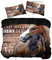 ZZTBQ Pferde Bettwäsche 155x220 3teilig Pferde-Motiv Freedom Kinderbettwäsche 1 Bettbezug 155x220 cm + 2 Kissenbezüge 80X80 cm, Tierdekor Bettwäsche-Sets Polyester Mikrofaser mit Reißverschluss