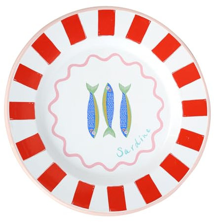 Talking Tables Bon Appetit - Plato esmaltado hecho a mano con diseño de pescado, ligero, perfecto para cenar al aire libre, picnic, campamento y playa, elegante vajilla de verano apta para