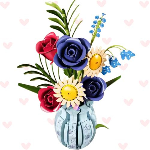 Faby's Celebrations Store Roses Bouquet Set – Build Stunning Artificial Flowers with This kit Compatible with Major Brick Brands. Great for Adults, Home Decor, or as a Unique Gift. 787 Pieces!