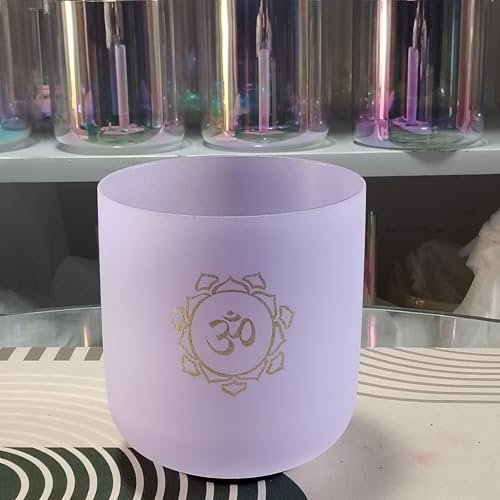 Bol chantant en cristal de quartz violet givré 432 Hz pour méditation, yoga et relaxation - 15,2 cm