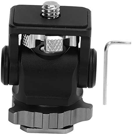Field Monitor Swivel Mount | Aluminum Alloy 1 / 4in Screw Interface | Adjustable Control for DSLR/Cameras | Rubber Pad & Hex Wrench Included
