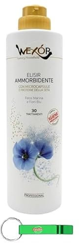 12x WEXOR Weichspüler Elisir Ammorbidente Fiori Blu - Weichspüler mit Seefarn und Blaue Blumen - 30 Wäschen 750ml + Beni Culinari Kostenloser Schlüsselanhänger