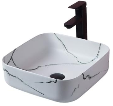 Lavabo Salle de Bain Lavabo de salle de bain carré léger de luxe en imitation marbre et céramique Vasque à poser