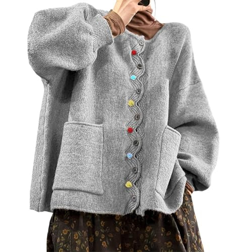 Winterpullovermantel Kunstfasermischung langer offener Strickmantel für Damen Übergröße lässige Mode Oberbekleidung weiches Strickmaterial