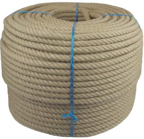 Corde de chanvre synthétique 30 mm, 10 à 100 m, en Spleitex, corde torsadée en 4 brins, résistante aux intempéries et aux UV, aspect naturel, fabriquée en Allemagne (40 m (Lfm), sans bobine