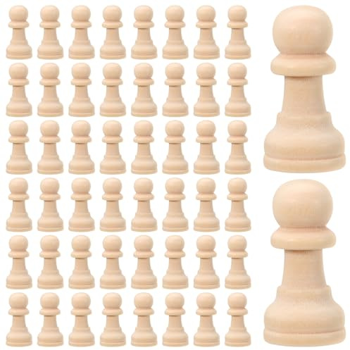 Wooden Unfinished Chess 50pcs Wood Lotus Pieces for Children | Burr Free Handmade Set, Creative Appearance, Paintable Craft Pieces, Logic Skills and Intelligence Practice