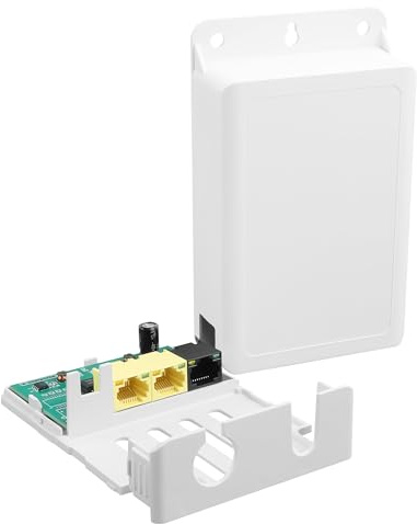 TIENFOKOTA Estensore PoE Gigabit per esterni, ripetitore PoE impermeabile 1 in 2 out, 802.3af/at, si estende fino a 250 m, ideale per telecamere IP e reti esterne, montaggio a parete Plug & Play