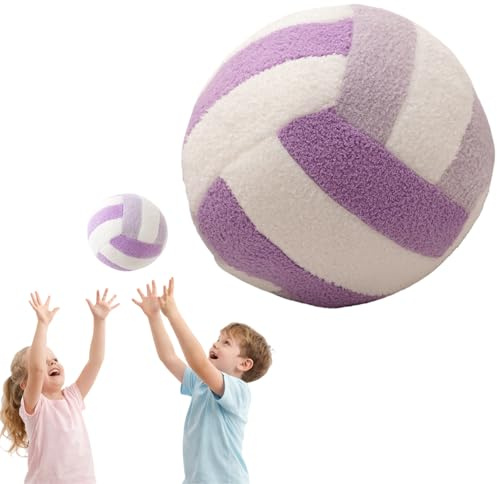 3D Volleyball Rundes Kissen, Ball Kissen, Flauschiges Plüschkissen, Deko Kissen Pillow Weiche Füllkissen Kopfkissen Sofakissen Zierkissen Couchkissen Für Kinderzimmer Deko (Lila und weiß,24CM)
