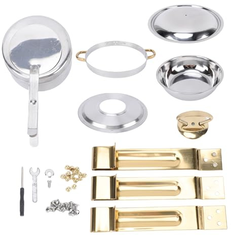 Round Chafing Dish 4.5L Gold | Steam Circulation Keeps Food Warm & Cold | Stackable Buffet Server for Party Wedding Catering | 9 - Piece Stainless Steel Set