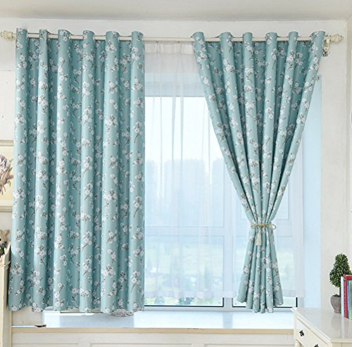 Yiyida 2er Set Thermovorhang Amelie 150x200 cm Schlaufen-Schal Vorhang blickdicht Verdunkelung Kapok Druck