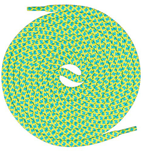 Mount Swiss runde Premium-Schnürsenkel für Arbeitsschuhe Wanderschuhe und Trekkingschuhe - 100% Polyester - extrem reißfest - ø 5 mm - Farbe Türkis-Lemon Länge 130cm