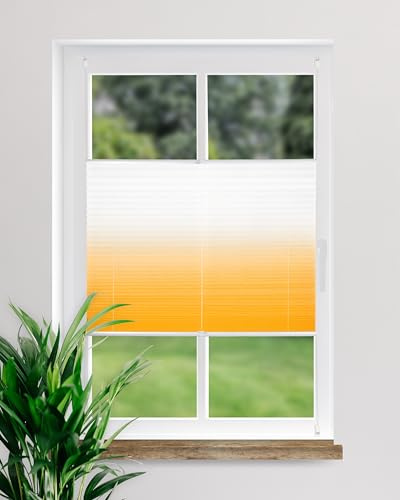 DECOLIA by Garesa Fenster Klemmfix Plissee ohne Bohren 90 x 130 cm Farbverlauf, Apricot - Lichtdurchlässiger Fenster Sichtschutz und Fenster Deko, Faltroll