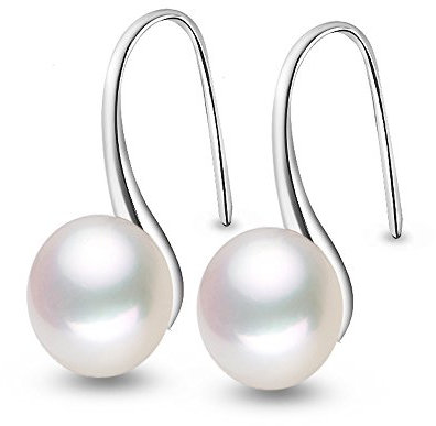 Kim Johanson Damen Perlenohrringe Rita aus 925 Sterling Silber mit echten weißen Süßwasser Perlen Ohrstecker inkl. Schmuckbeutel