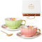 Ensemble de tasses à café en céramique de luxe Lumière européenne Ensemble de tasses et soucoupes en céramique de luxe pour le petit déjeuner et