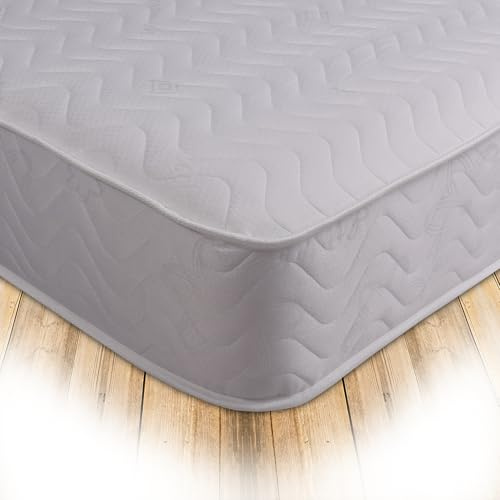 Starlight Beds Tempo Shorty Mattress, White, 2ft6 x 5ft9 | Coil Spring, Memory Foam Layer, 8 Inch Deep, Soft Comfort, Rolled & Boxed, UK Manufacturer, 75x175x20cm