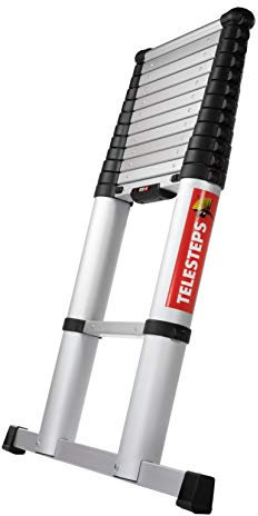 Teleskopleiter 3,8m mit Quertraverse von TELESTEPS I ECO Line I Mit Air-Damping-System I Anti-Rutschprofil für den sicheren Halt I EN 131 I 72430-682