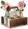Loberon Vase 4er Set mit Korb Reverie, Schmückende Vintage-Ästhetik, Formschöner Griff, Dekoration, Tannenholz, Eisen, Glas, braun/klar
